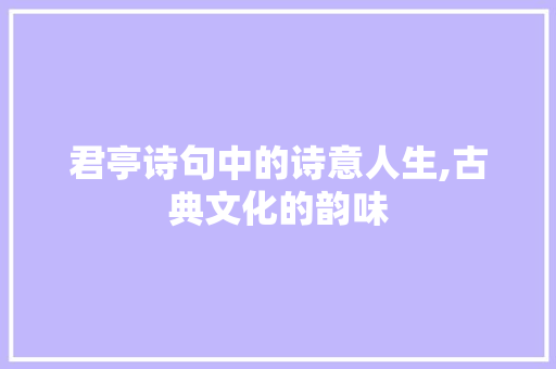 君亭诗句中的诗意人生,古典文化的韵味