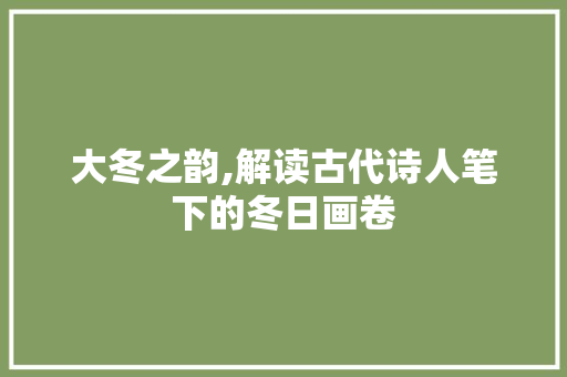 大冬之韵,解读古代诗人笔下的冬日画卷 短语