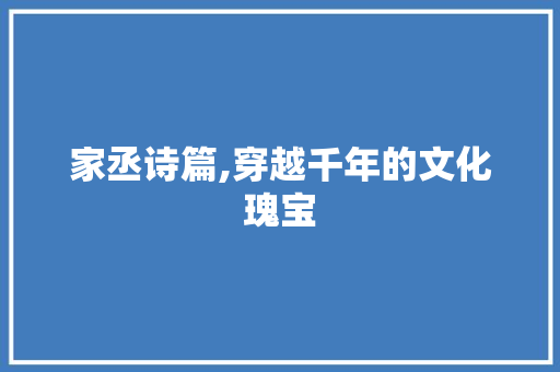 家丞诗篇,穿越千年的文化瑰宝