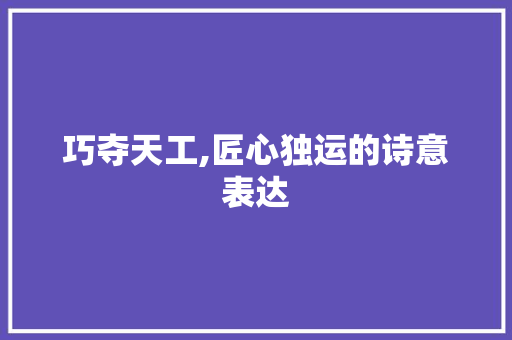 巧夺天工,匠心独运的诗意表达 古代典籍
