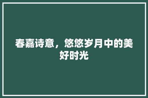 春嘉诗意，悠悠岁月中的美好时光