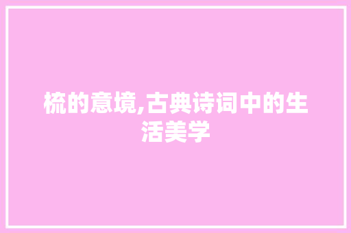 梳的意境,古典诗词中的生活美学 反义词汇