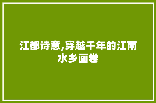 江都诗意,穿越千年的江南水乡画卷