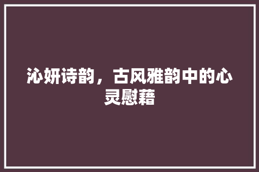 沁妍诗韵，古风雅韵中的心灵慰藉