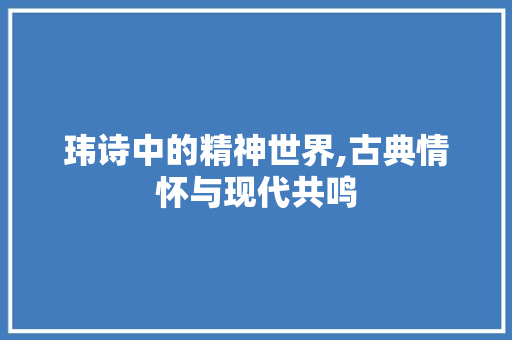 玮诗中的精神世界,古典情怀与现代共鸣