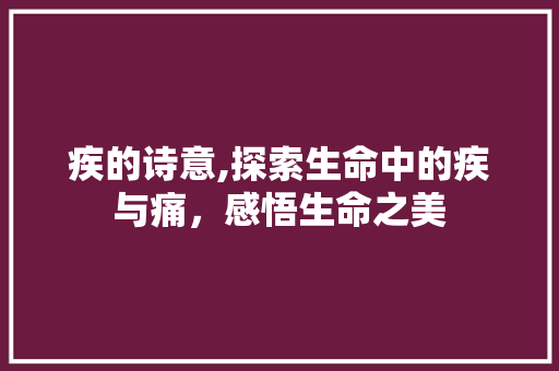 疾的诗意,探索生命中的疾与痛，感悟生命之美