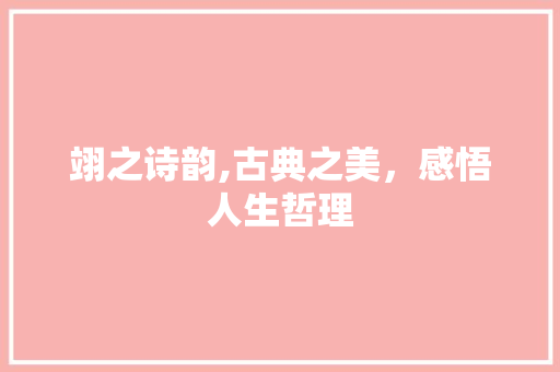 翊之诗韵,古典之美，感悟人生哲理