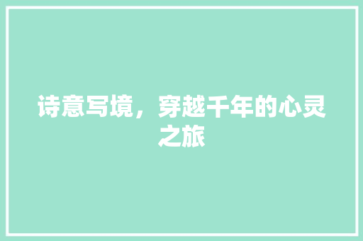 诗意写境，穿越千年的心灵之旅