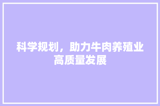 科学规划，助力牛肉养殖业高质量发展