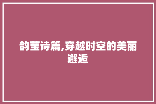 韵莹诗篇,穿越时空的美丽邂逅