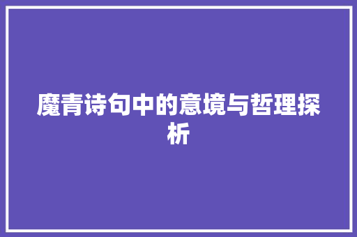 魔青诗句中的意境与哲理探析