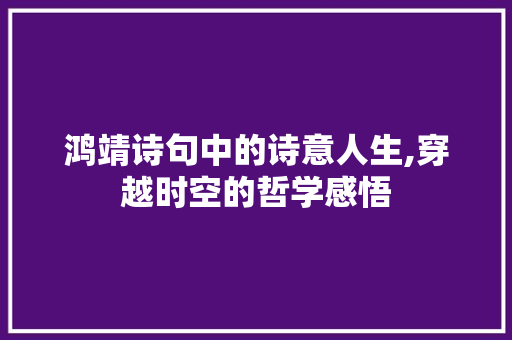 鸿靖诗句中的诗意人生,穿越时空的哲学感悟