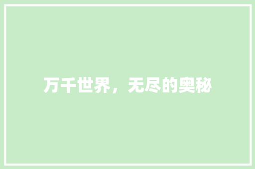 万千世界，无尽的奥秘