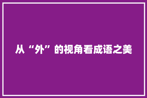 从“外”的视角看成语之美