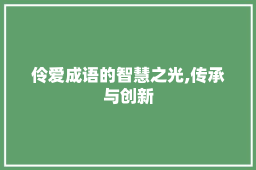 伶爱成语的智慧之光,传承与创新