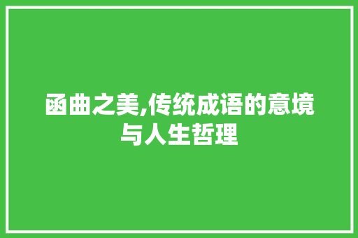 函曲之美,传统成语的意境与人生哲理