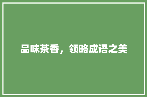 品味茶香，领略成语之美
