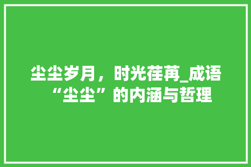 尘尘岁月，时光荏苒_成语“尘尘”的内涵与哲理