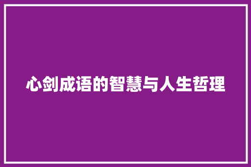 心剑成语的智慧与人生哲理