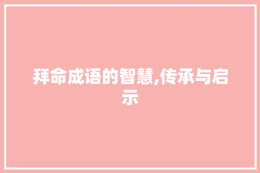 拜命成语的智慧,传承与启示