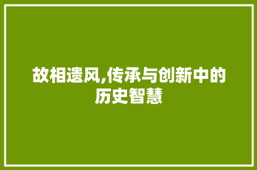 故相遗风,传承与创新中的历史智慧 诗词佳句