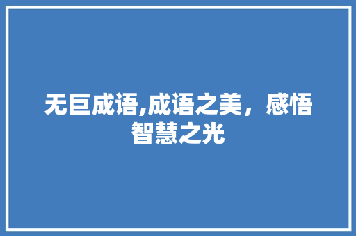 无巨成语,成语之美，感悟智慧之光