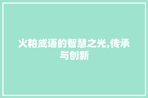 火粕成语的智慧之光,传承与创新 古代典籍