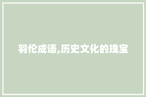 羽伦成语,历史文化的瑰宝 反义词汇