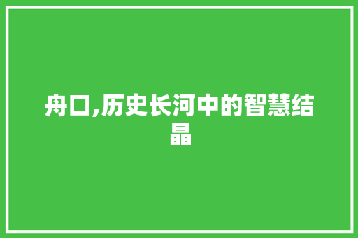 舟口,历史长河中的智慧结晶
