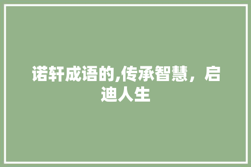诺轩成语的,传承智慧，启迪人生