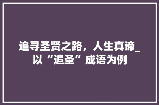 追寻圣贤之路，人生真谛_以“追圣”成语为例