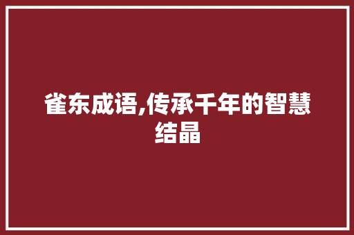 雀东成语,传承千年的智慧结晶
