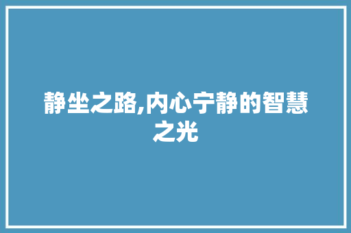 静坐之路,内心宁静的智慧之光 成语汇编