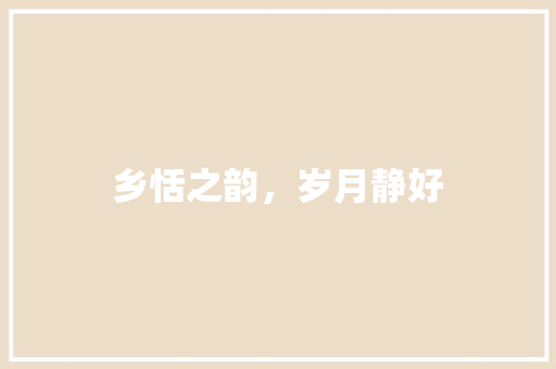乡恬之韵，岁月静好