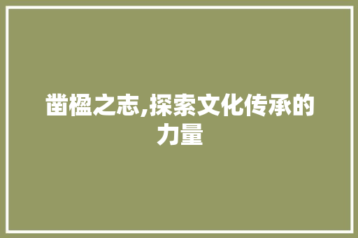 凿楹之志,探索文化传承的力量