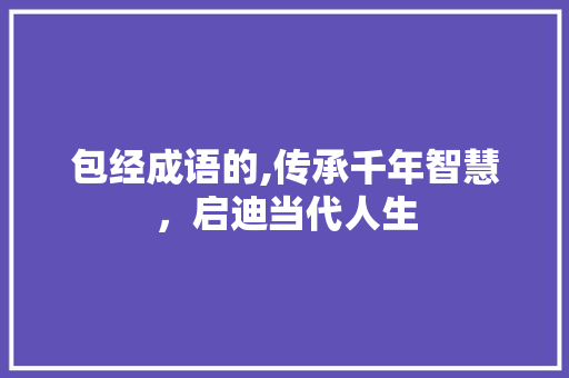 包经成语的,传承千年智慧，启迪当代人生