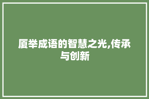 厦举成语的智慧之光,传承与创新