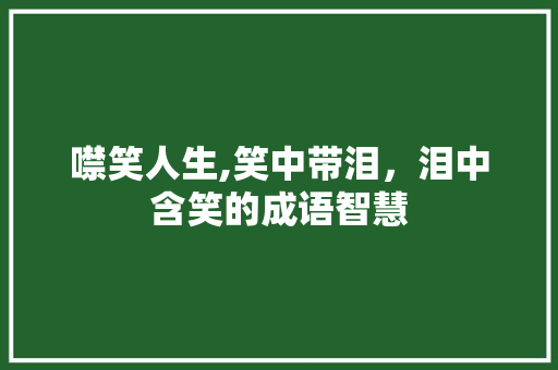 噤笑人生,笑中带泪，泪中含笑的成语智慧