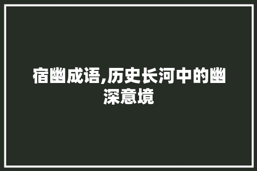 宿幽成语,历史长河中的幽深意境