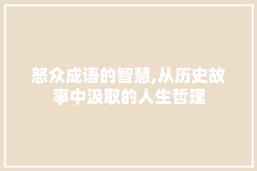 怒众成语的智慧,从历史故事中汲取的人生哲理 英语单词