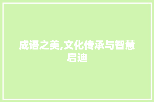 成语之美,文化传承与智慧启迪