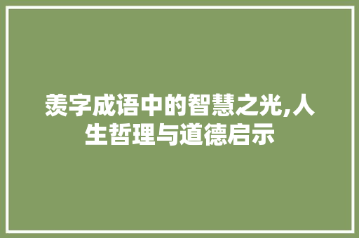 羡字成语中的智慧之光,人生哲理与道德启示