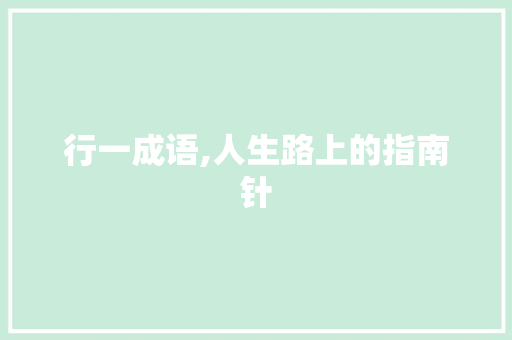 行一成语,人生路上的指南针