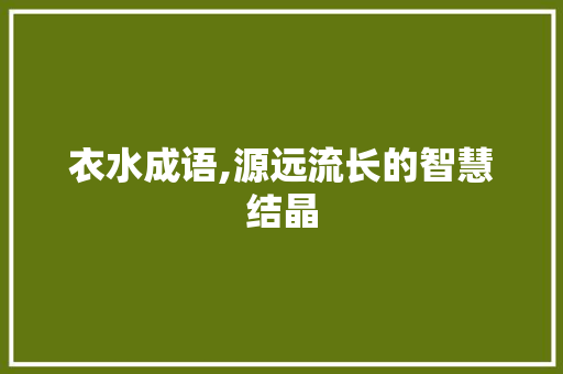 衣水成语,源远流长的智慧结晶