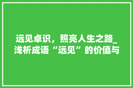 远见卓识，照亮人生之路_浅析成语“远见”的价值与内涵