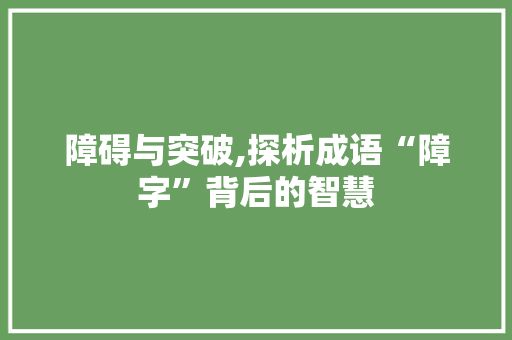 障碍与突破,探析成语“障字”背后的智慧 近义词汇