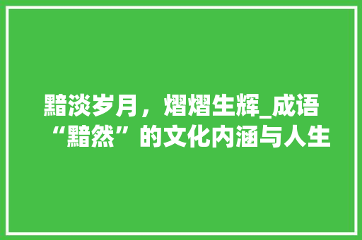 黯淡岁月，熠熠生辉_成语“黯然”的文化内涵与人生哲理 近义词汇