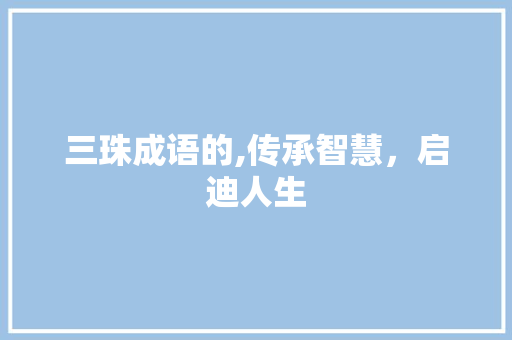 三珠成语的,传承智慧，启迪人生