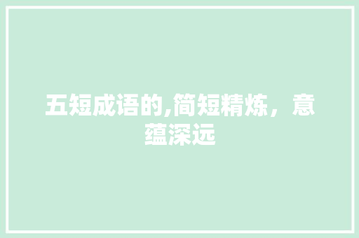 五短成语的,简短精炼，意蕴深远 短语