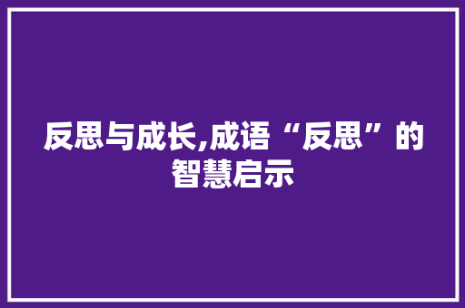 反思与成长,成语“反思”的智慧启示